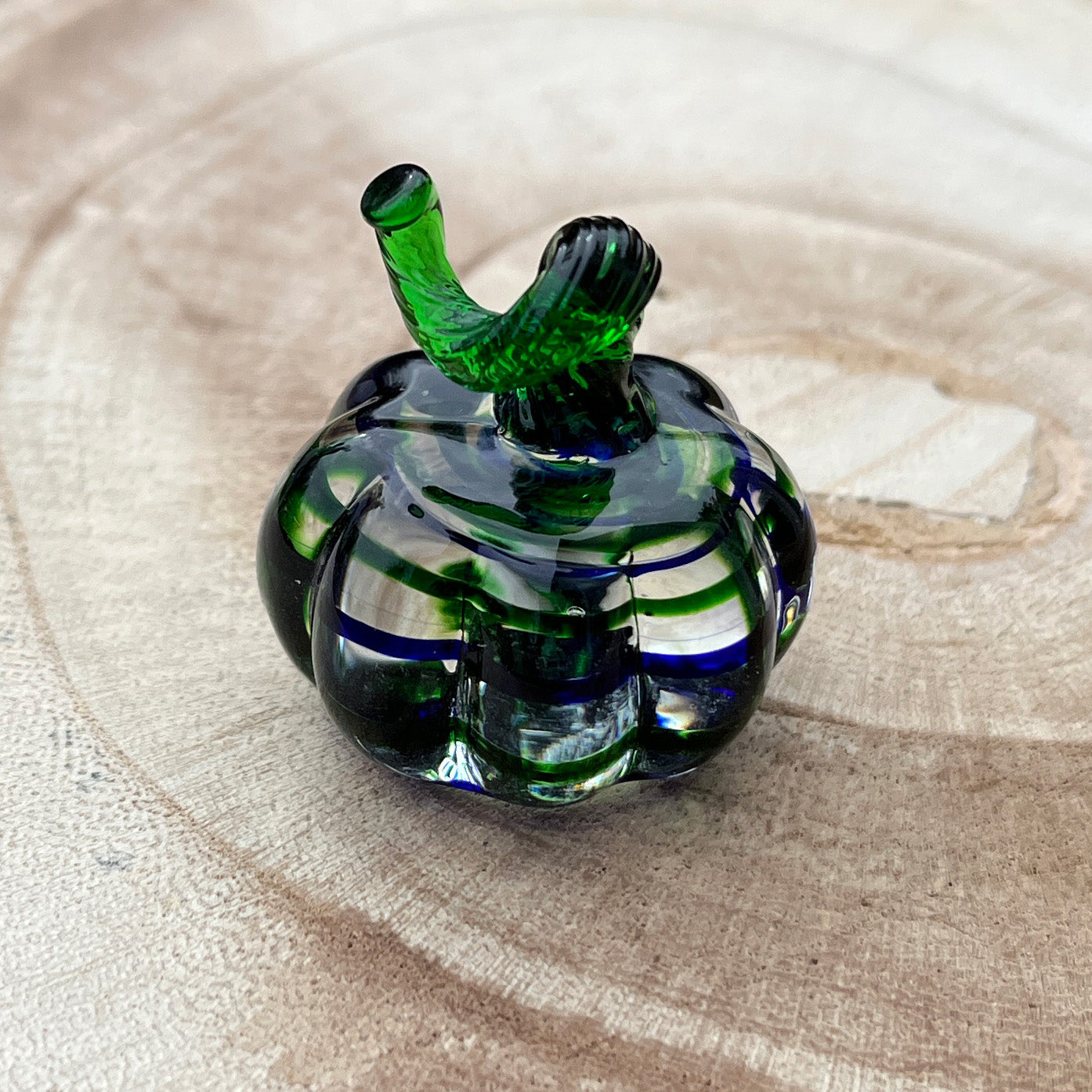 Mini Miniature Glass Curly Stem Pumpkin Sitter Figurine Collectible