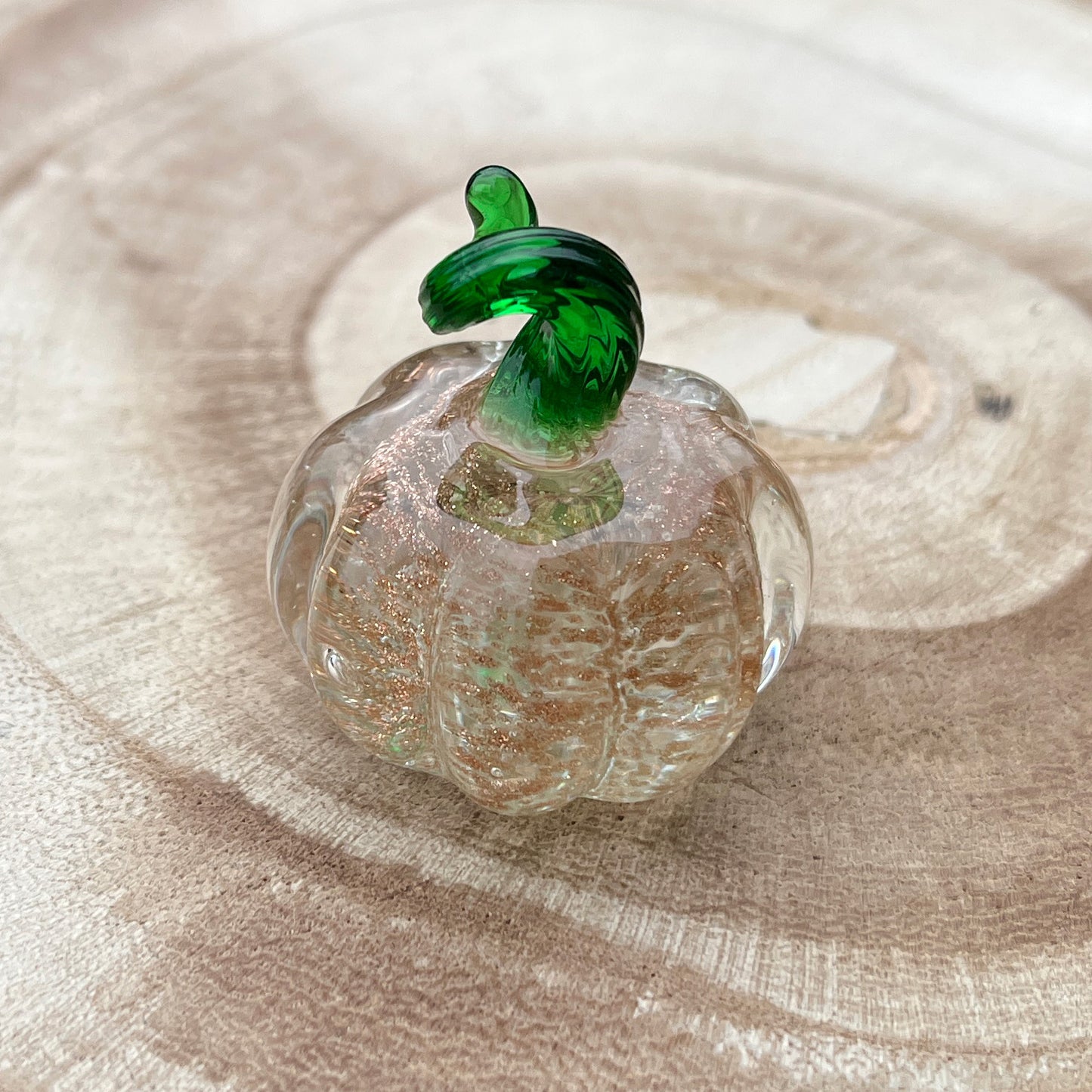 Mini Miniature Glass Curly Stem Pumpkin Sitter Figurine Collectible