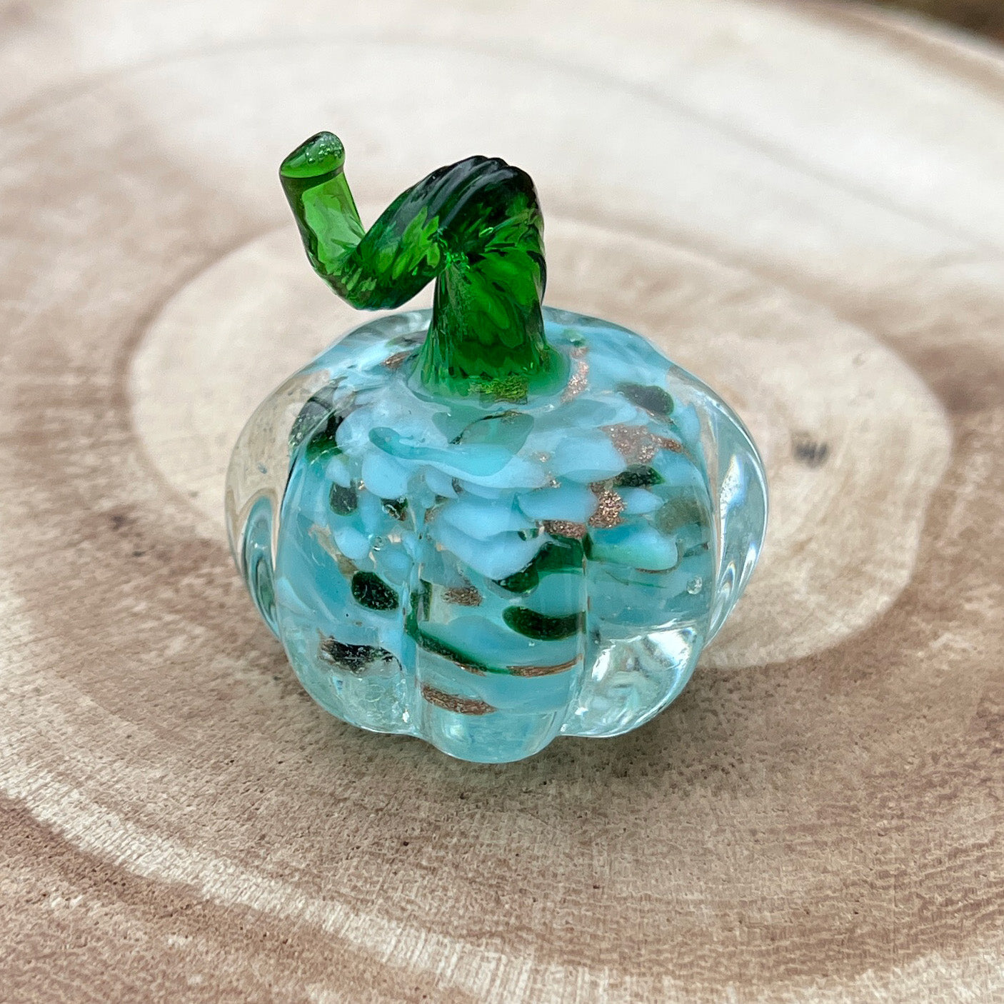 Mini Miniature Glass Curly Stem Pumpkin Sitter Figurine Collectible