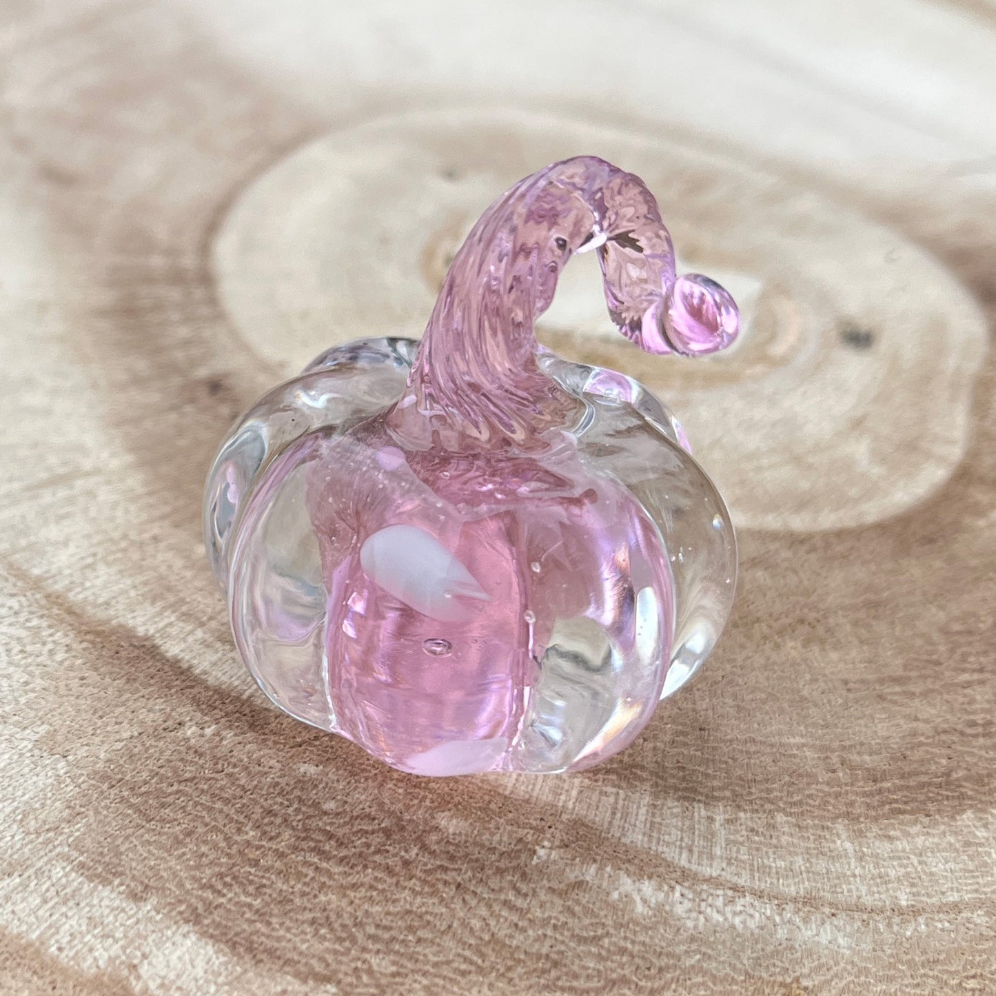 Mini Miniature Glass Curly Stem Pumpkin Sitter Figurine Collectible