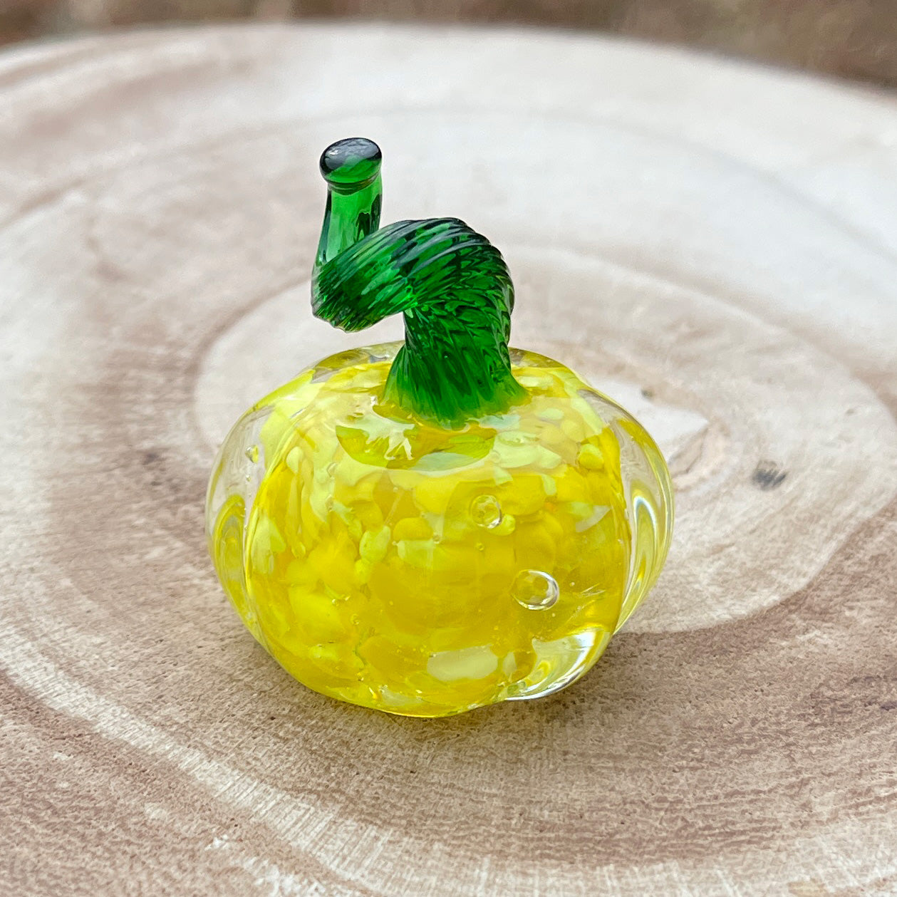 Mini Miniature Glass Curly Stem Pumpkin Sitter Figurine Collectible