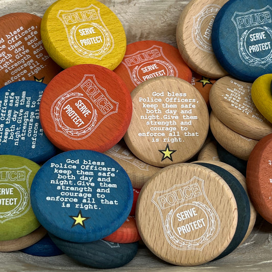 Inspirational Wood Coin Token - Police - Serve Protect
