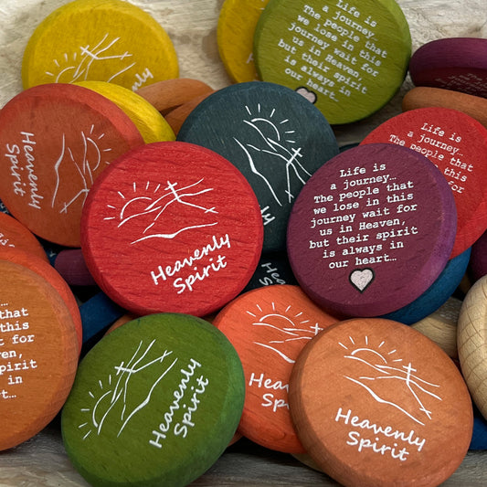 Inspirational Wood Coin Token - Footprints - Heavenly Spirit