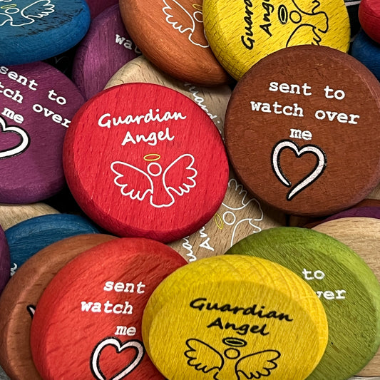 Inspirational Wood Coin Token - Guardian Angel- sent to watch