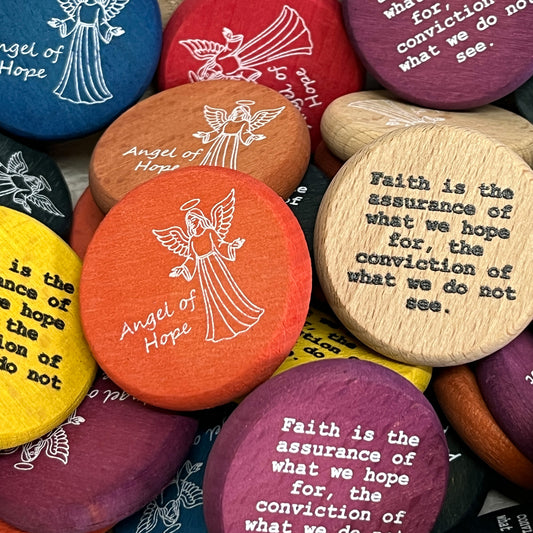 Inspirational Wood Coin Token - Angel of Hope