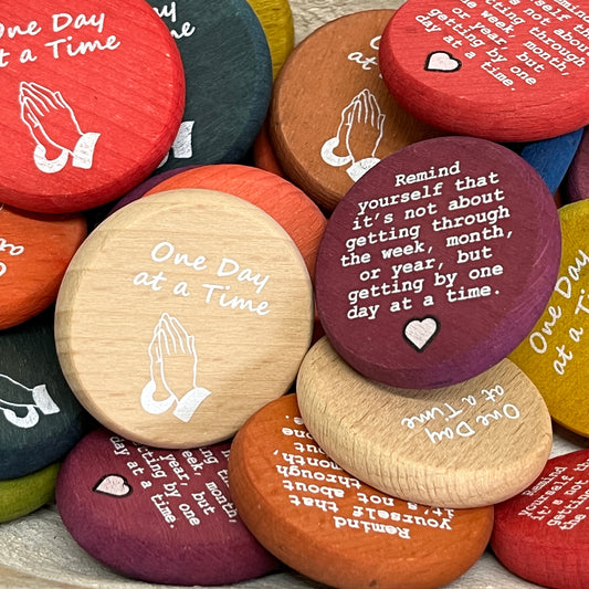 Inspirational Wood Coin Token - One Day at a Time