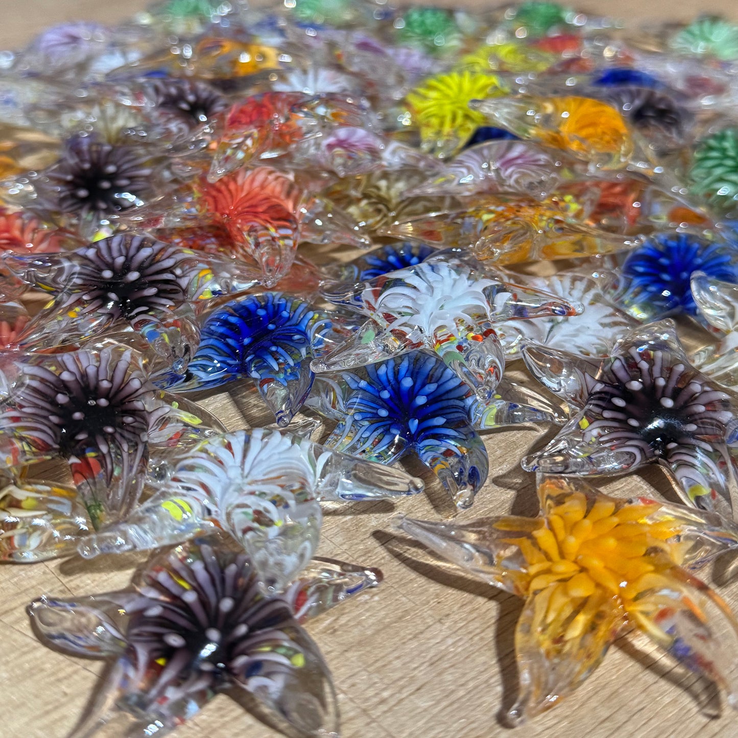 Floral Glass Pocket Stars in Rainbow Colors- Bulk Pricing Available