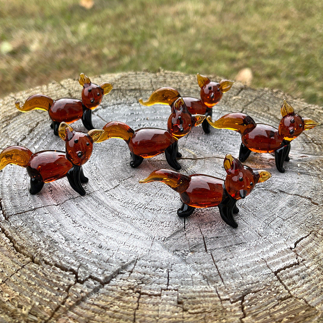 Mini Miniature Glass Fox Sitter Figurine Collectible