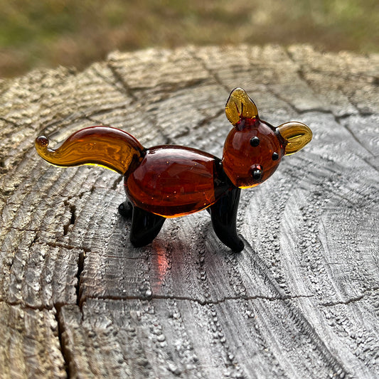 Mini Miniature Glass Fox Sitter Figurine Collectible