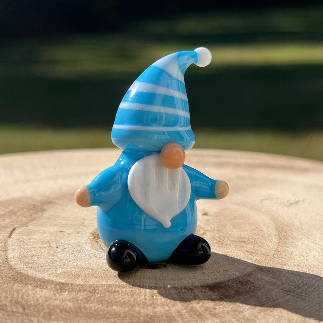 Mini Miniature Glass Gnome Sitter Figurine Collectible