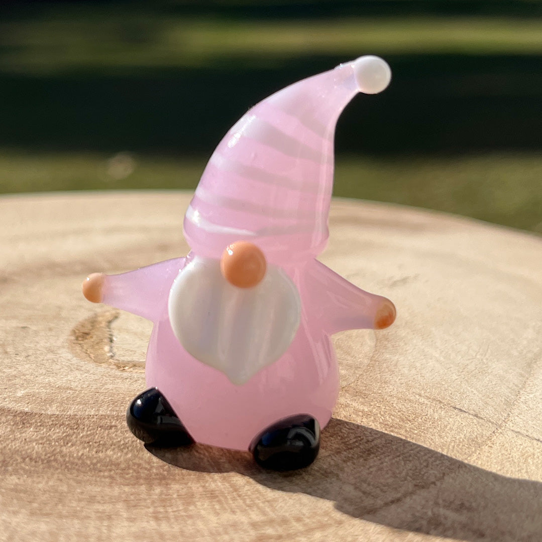 Mini Miniature Glass Gnome Sitter Figurine Collectible