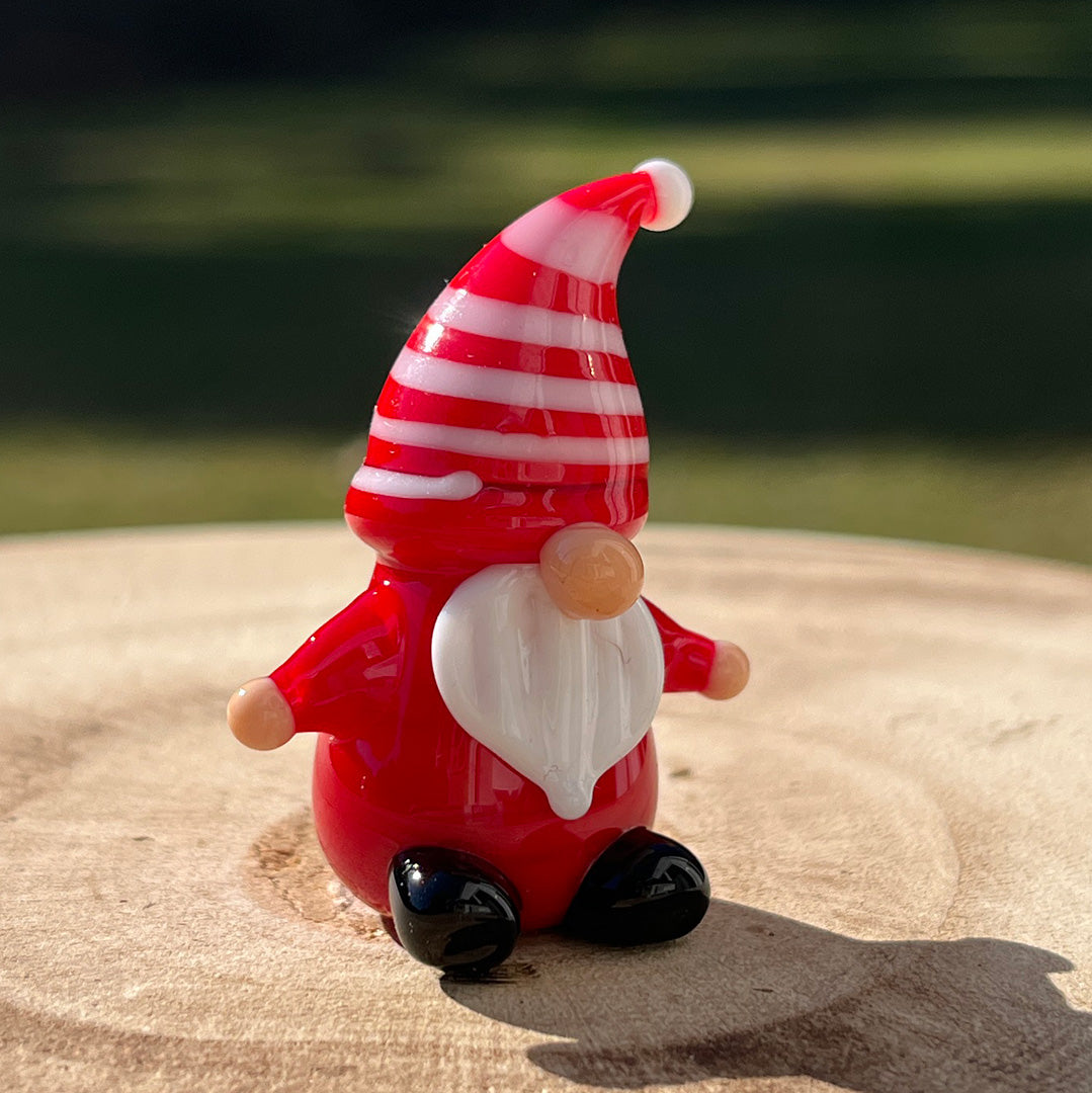 Mini Miniature Glass Gnome Sitter Figurine Collectible