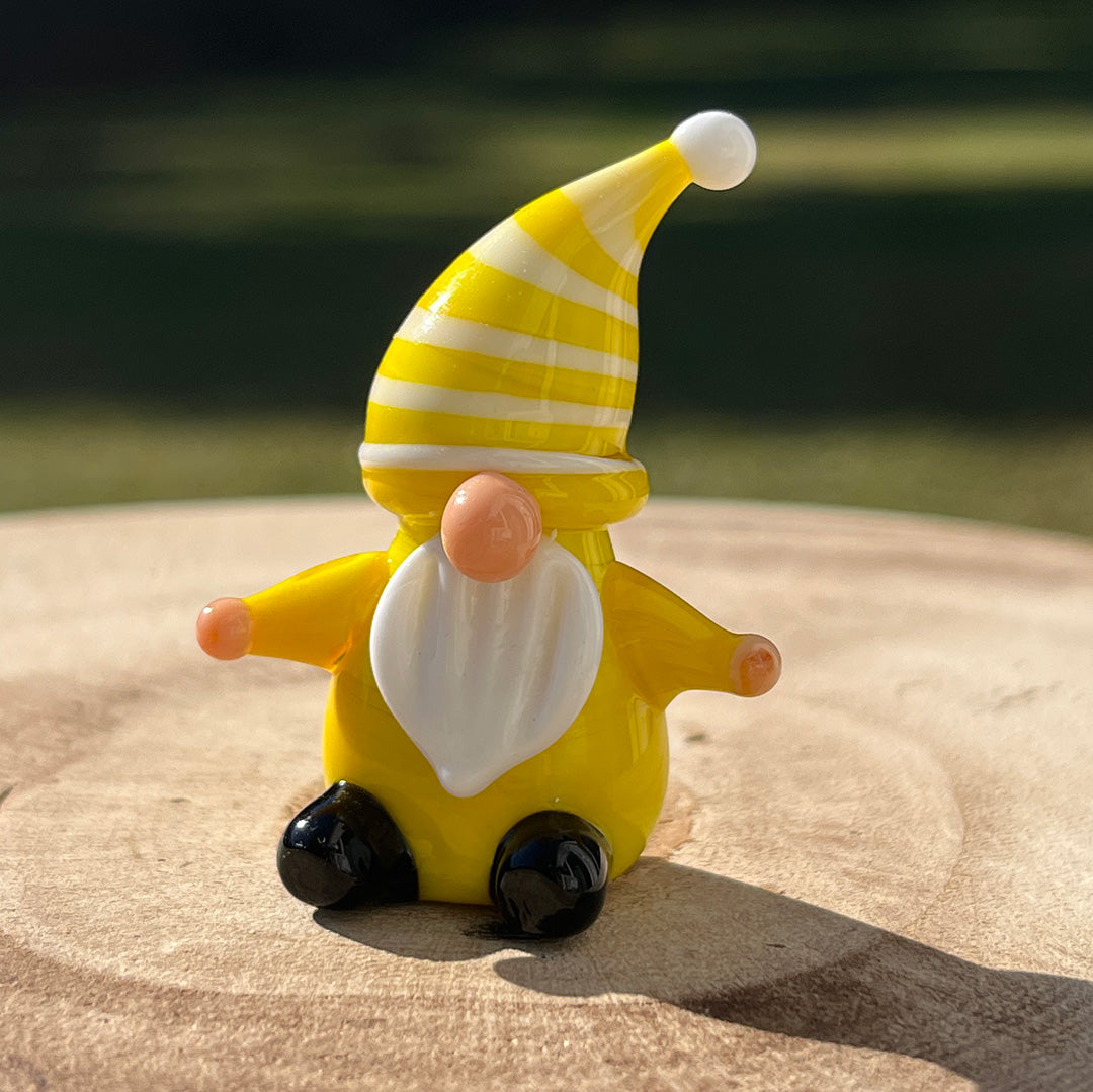 Mini Miniature Glass Gnome Sitter Figurine Collectible