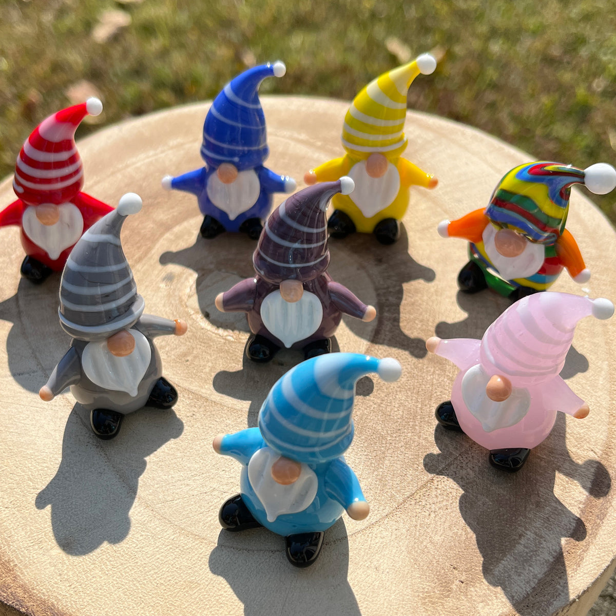 Mini Miniature Glass Gnome Sitter Figurine Collectible