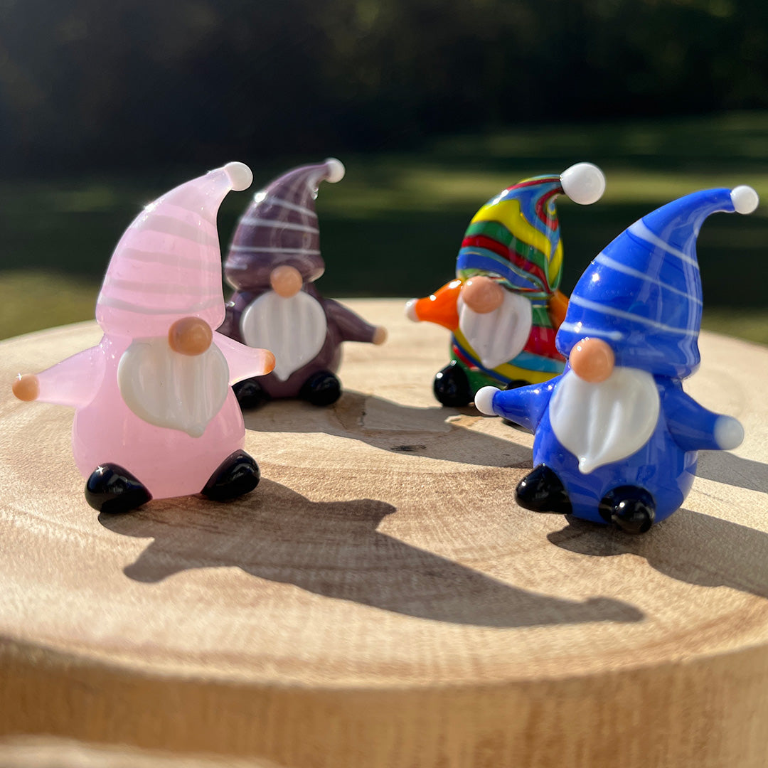 Mini Miniature Glass Gnome Sitter Figurine Collectible
