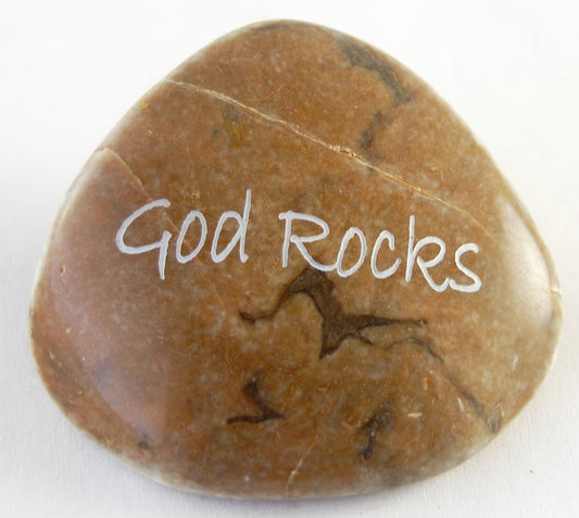 God Rocks - Engraved River Rock Inspirational Word Stone