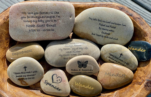 One Word On Rocks Engraved River Rocks - Single Word Stones – CourageInStone.com