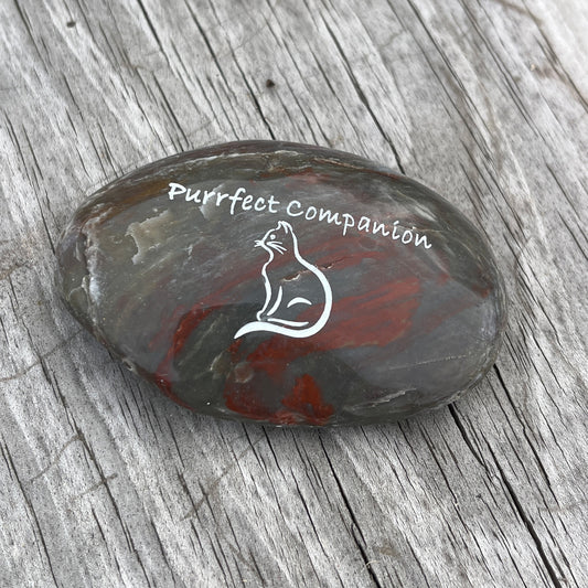 Purrfect Companion (cat sitting)- Engraved River Rock Pet Memento Word Stone