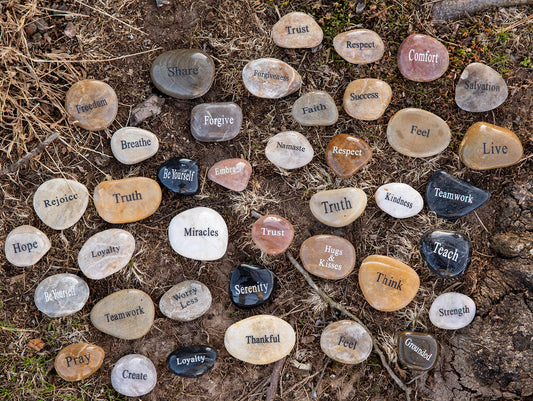 1 Word Rocks Engraved River Rocks - Single Word Stones – CourageInStone.com