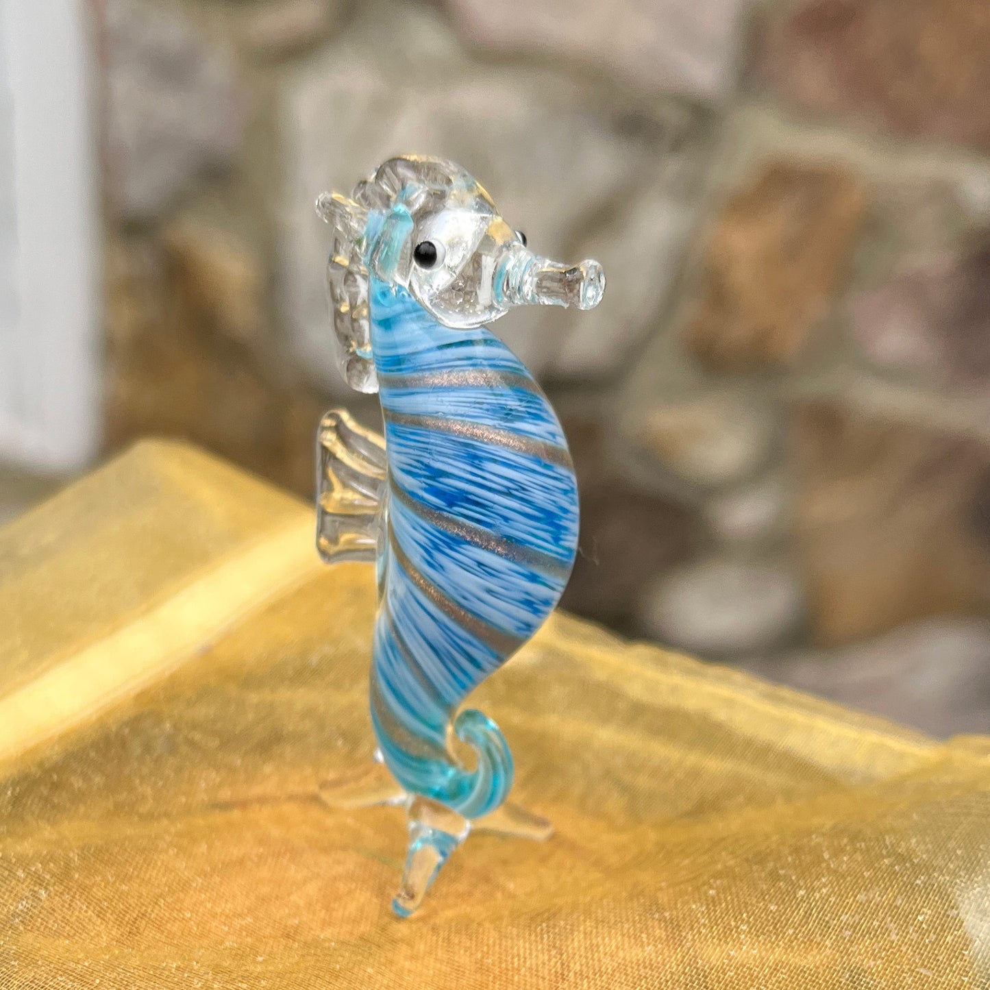 Mini Miniature Glass Seahorse Sitter Figurine Collectible