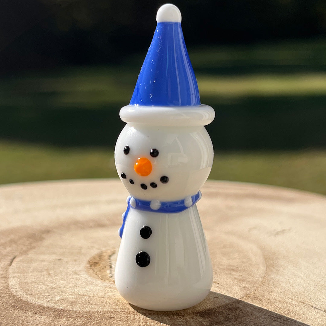 Mini Miniature Glass Snowman Sitter Figurine Collectible