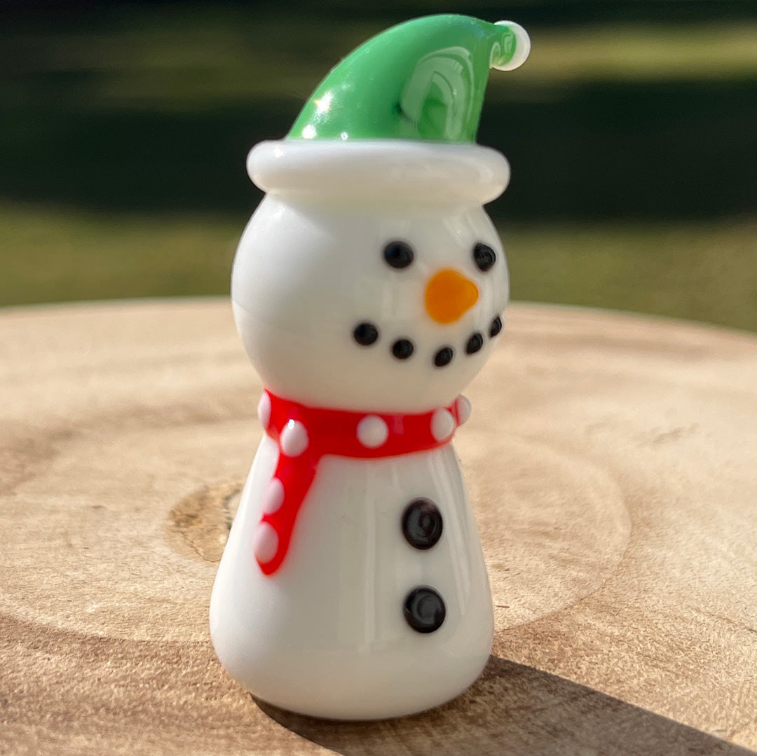 Mini Miniature Glass Snowman Sitter Figurine Collectible