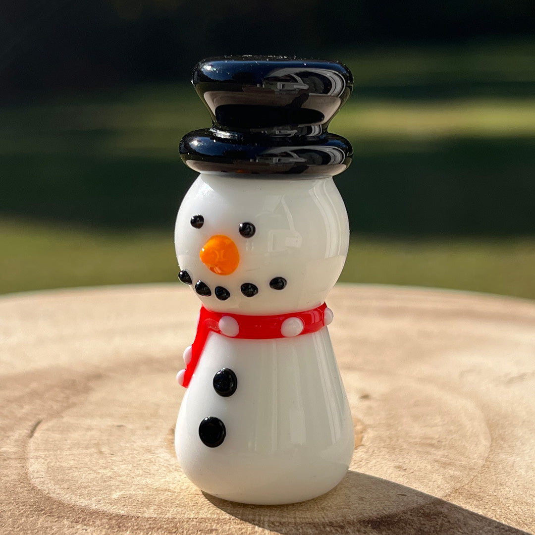 Mini Miniature Glass Snowman Sitter Figurine Collectible