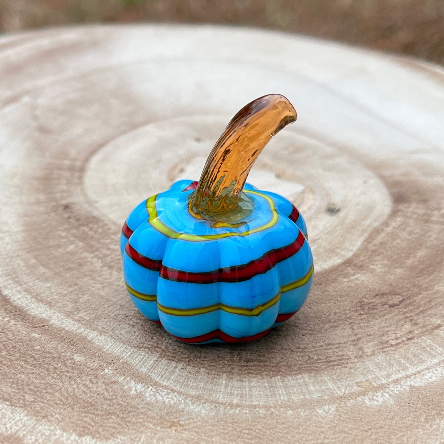 Mini Miniature Glass Curly Stem Pumpkin Sitter Figurine Collectible