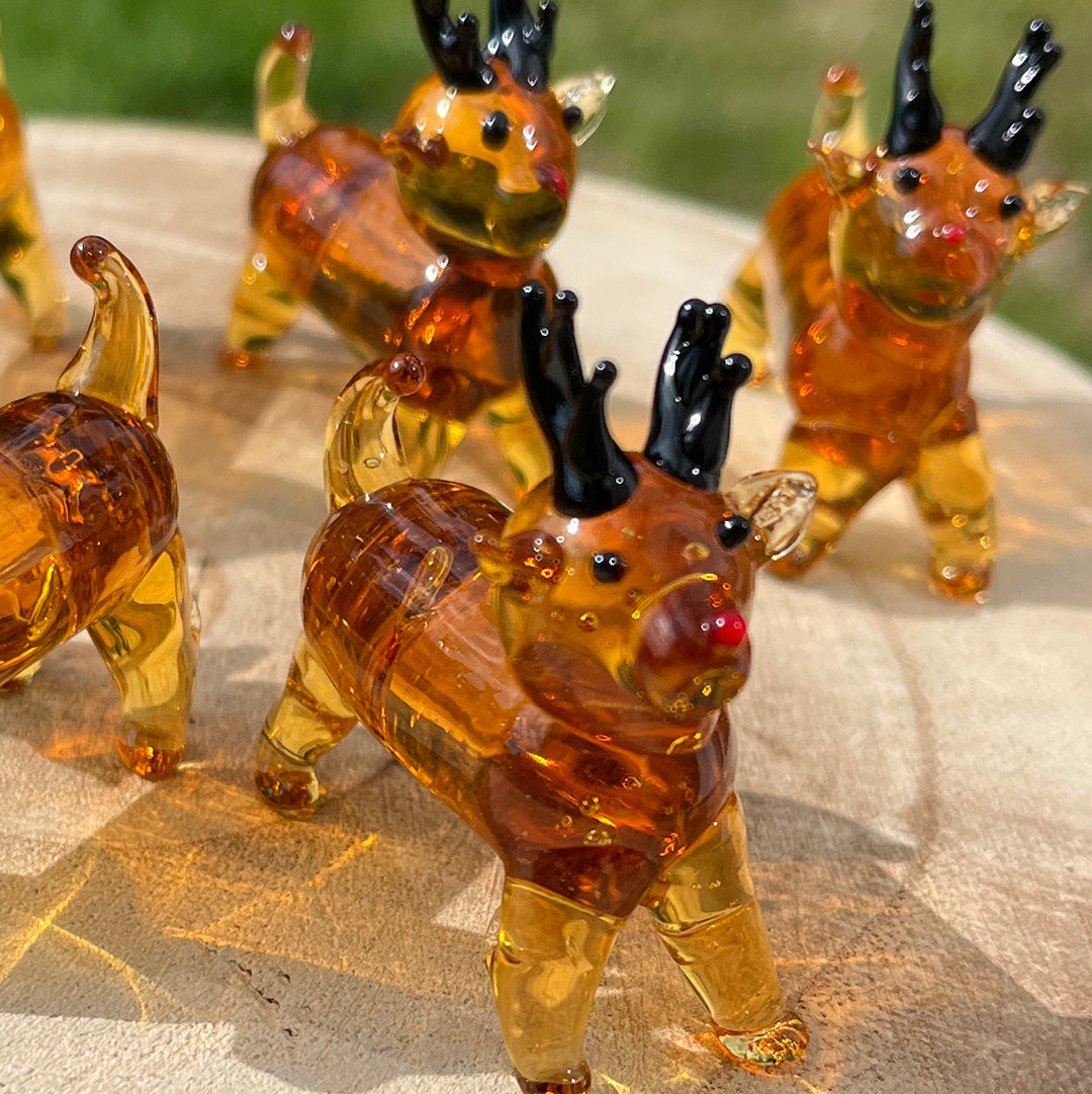 Mini Miniature Glass Deer Sitter Figurine Collectible