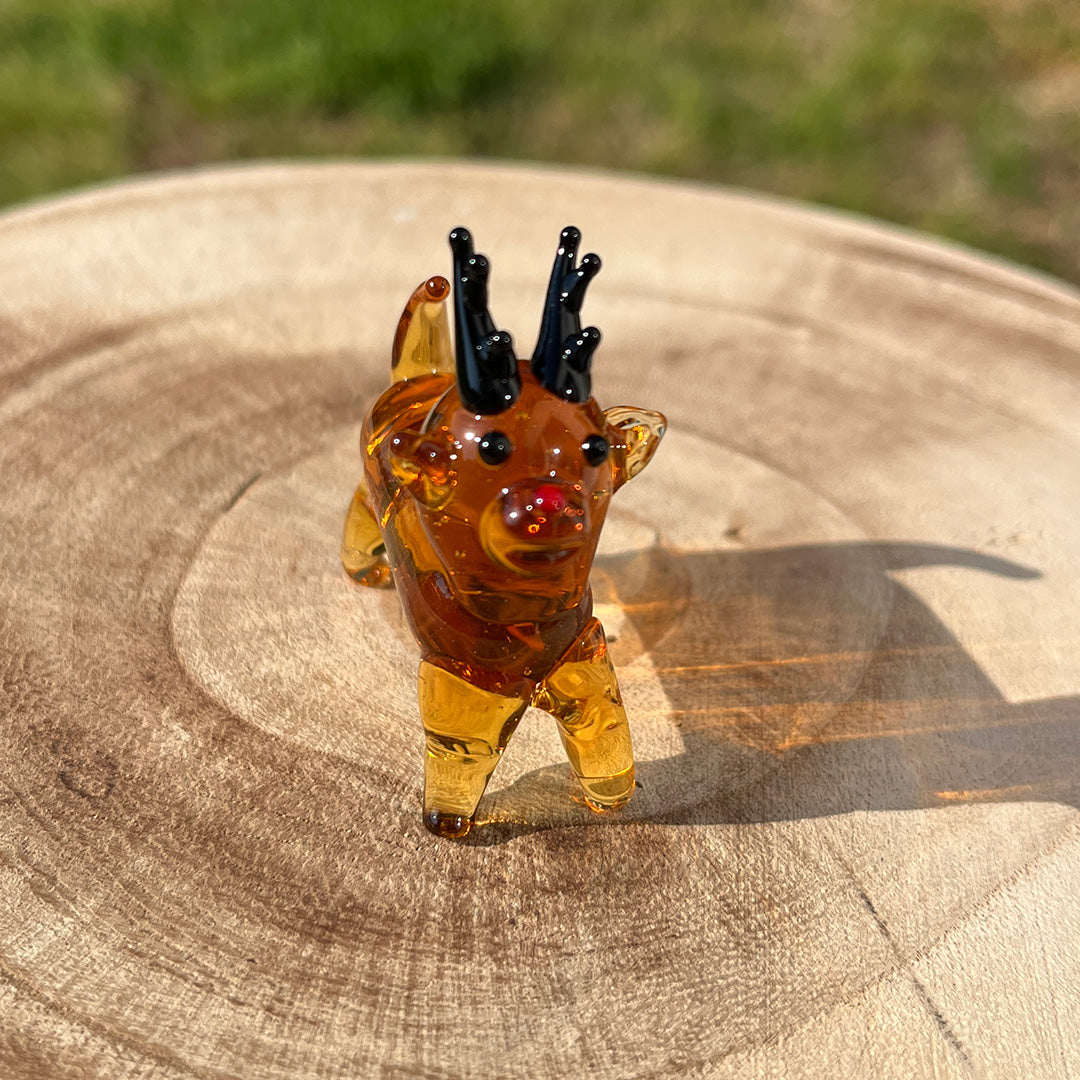 Mini Miniature Glass Deer Sitter Figurine Collectible