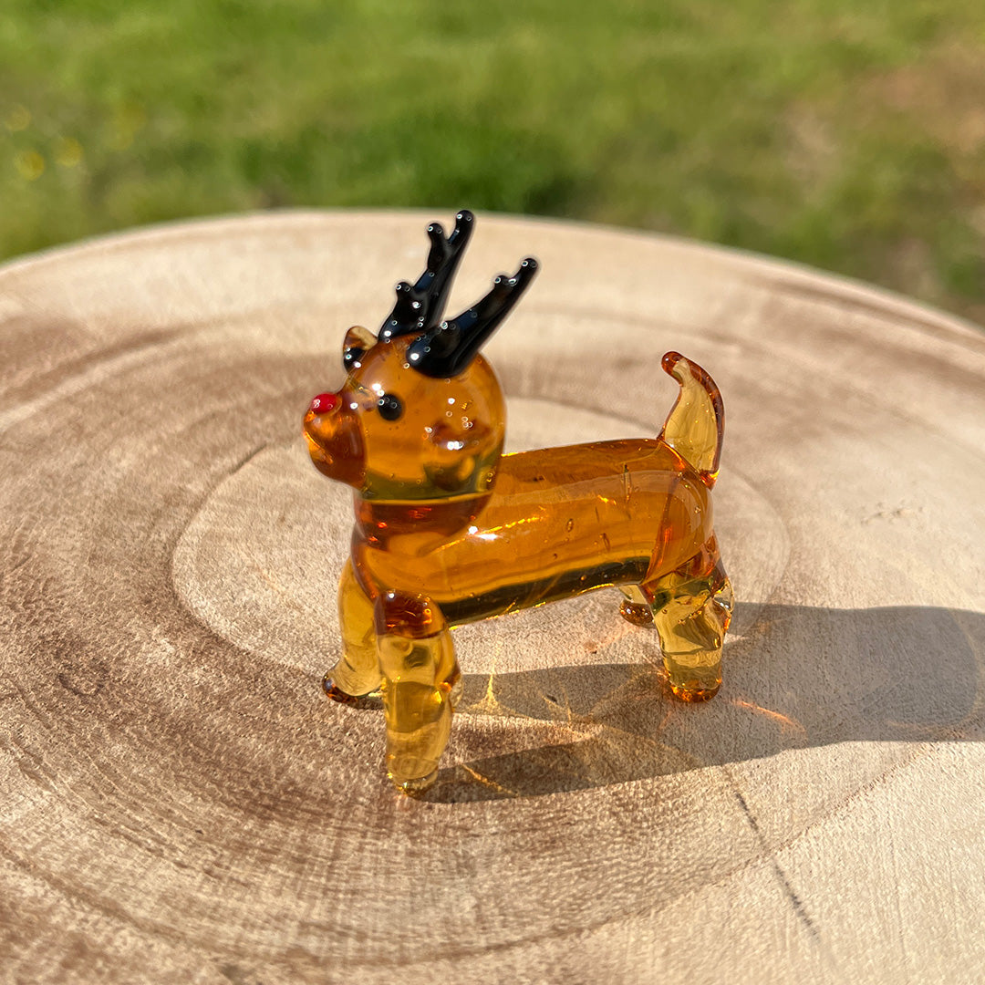 Mini Miniature Glass Deer Sitter Figurine Collectible