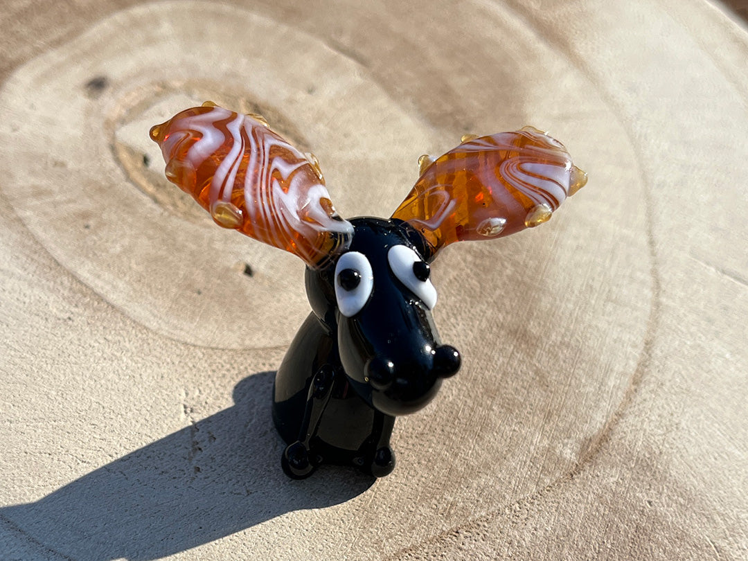 Mini Miniature Glass Moose Sitter Figurine Collectible