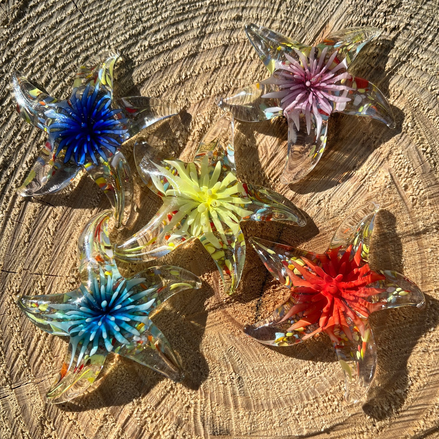 Floral Glass Pocket Stars in Rainbow Colors- Bulk Pricing Available