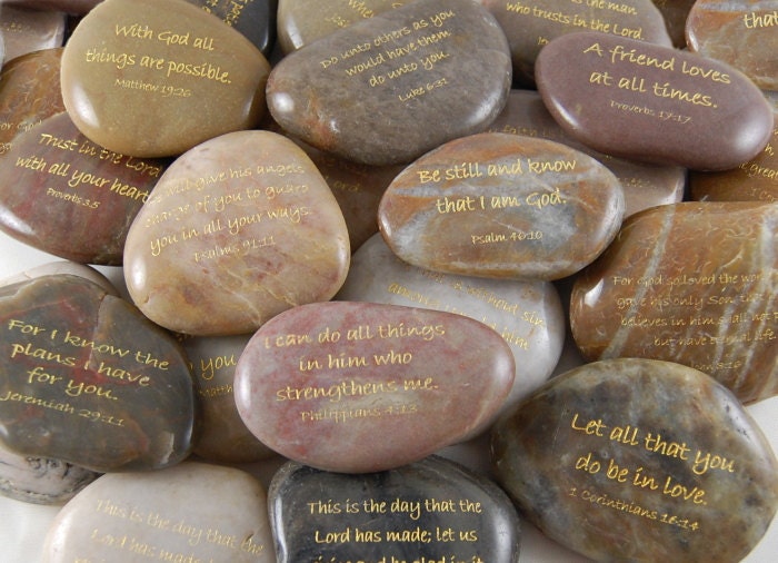 Rough Verses Rumbled Rocks Engraved River Rocks - Scripture Verses, Sold Individually ...