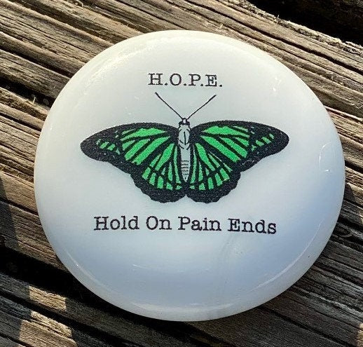 Imprinted Glass Stones - Suicide Prevention Butterfly Hope Stone