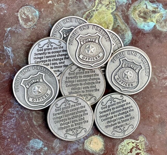 Police Officer Serve and Protect - Serenity Prayer Pocket Token